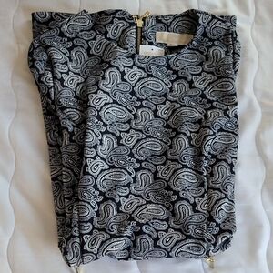 Michael Kors Black and White 3/4 Sleeve Dress